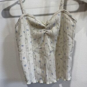 Pink Rose Beige Floral Camisole Top